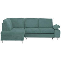 ECKSOFA in Flachgewebe Petrol  - Silberfarben/Petrol, Konventionell, Holz/Textil (186/255cm) - Cantus