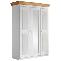 DREHTÜRENSCHRANK 156/210/64 cm,  in Weiß, Laugenfarbig, 3-türig  - Laugenfarbig/Weiß, ROMANTIK / LANDHAUS, Glas/Holz (156/210/64cm) - Boxxx