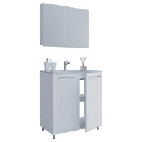 BADEZIMMER 3-teilig  in 80 cm  - Alufarben/Weiß, MODERN, Keramik/Holzwerkstoff (80cm) - MID.YOU