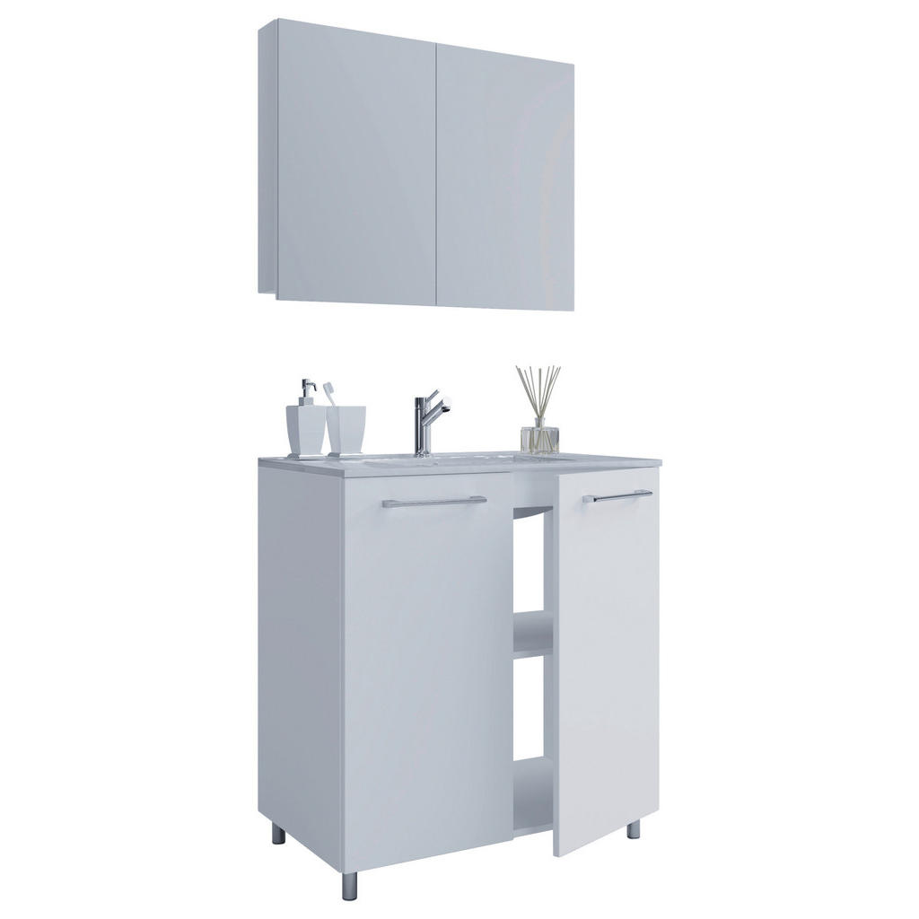 Badezimmer Gilos 3-teilig Weiß B: 80 Cm