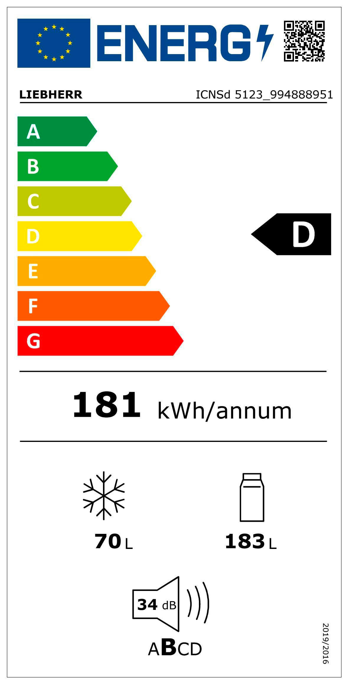 KÜHL-GEFRIER-KOMBINATION ICNSD5123-22  - Basics, Kunststoff/Metall (56-57/177-179/55cm) - Liebherr