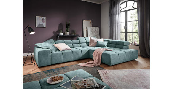 ECKSOFA Blau Velours  - Blau/Schwarz, Design, Kunststoff/Textil (317/213cm) - Hom`in