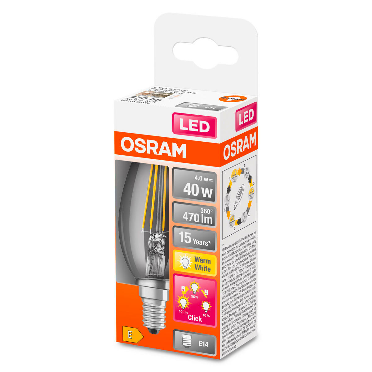 LED-LEUCHTMITTEL   E14 4 W 470 lm 2 Stück  - Klar, Basics, Glas (3,5/10cm) - Osram
