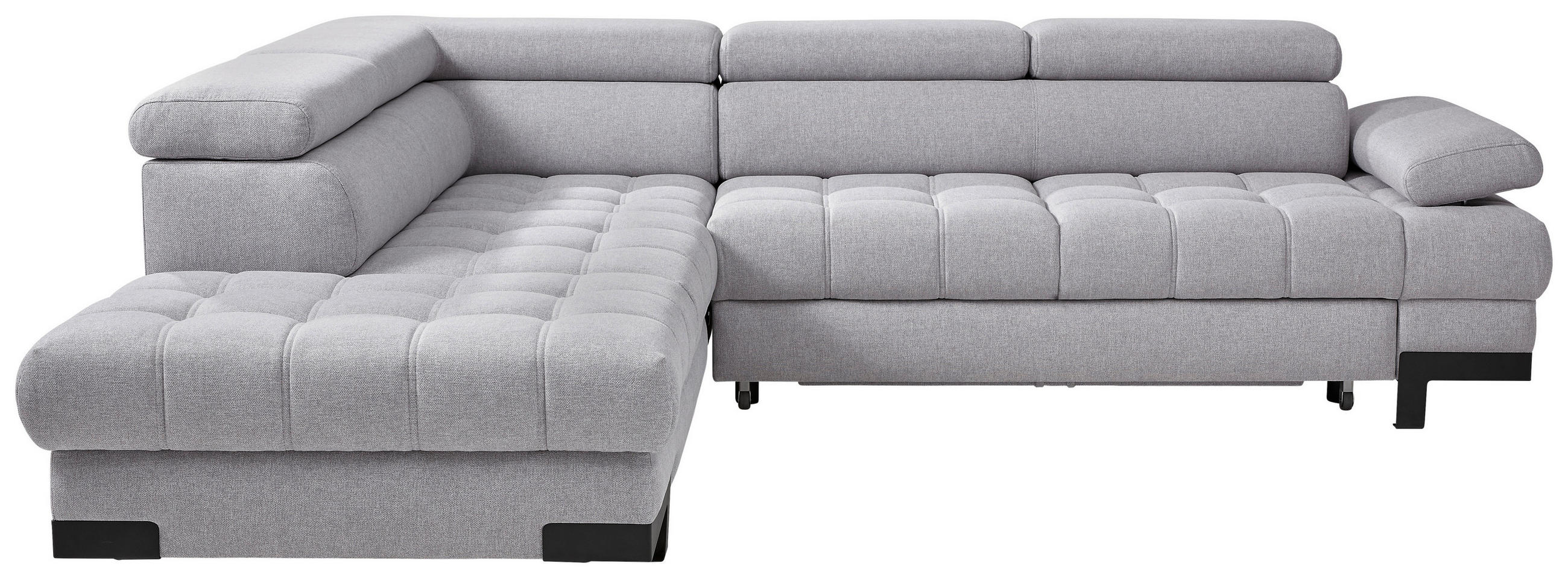 ECKSOFA Grau Webstoff - Schwarz/Grau, Design, Textil/Metall (223/263cm) - Welnova