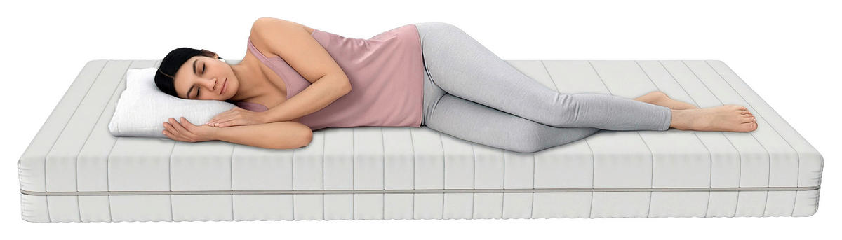 KALTSCHAUMMATRATZE 180/200 cm, Höhe ca.: 18 cm, H3 = fest, 7-Zonen - Weiß, Basics, Textil (180/200cm) - Chameo