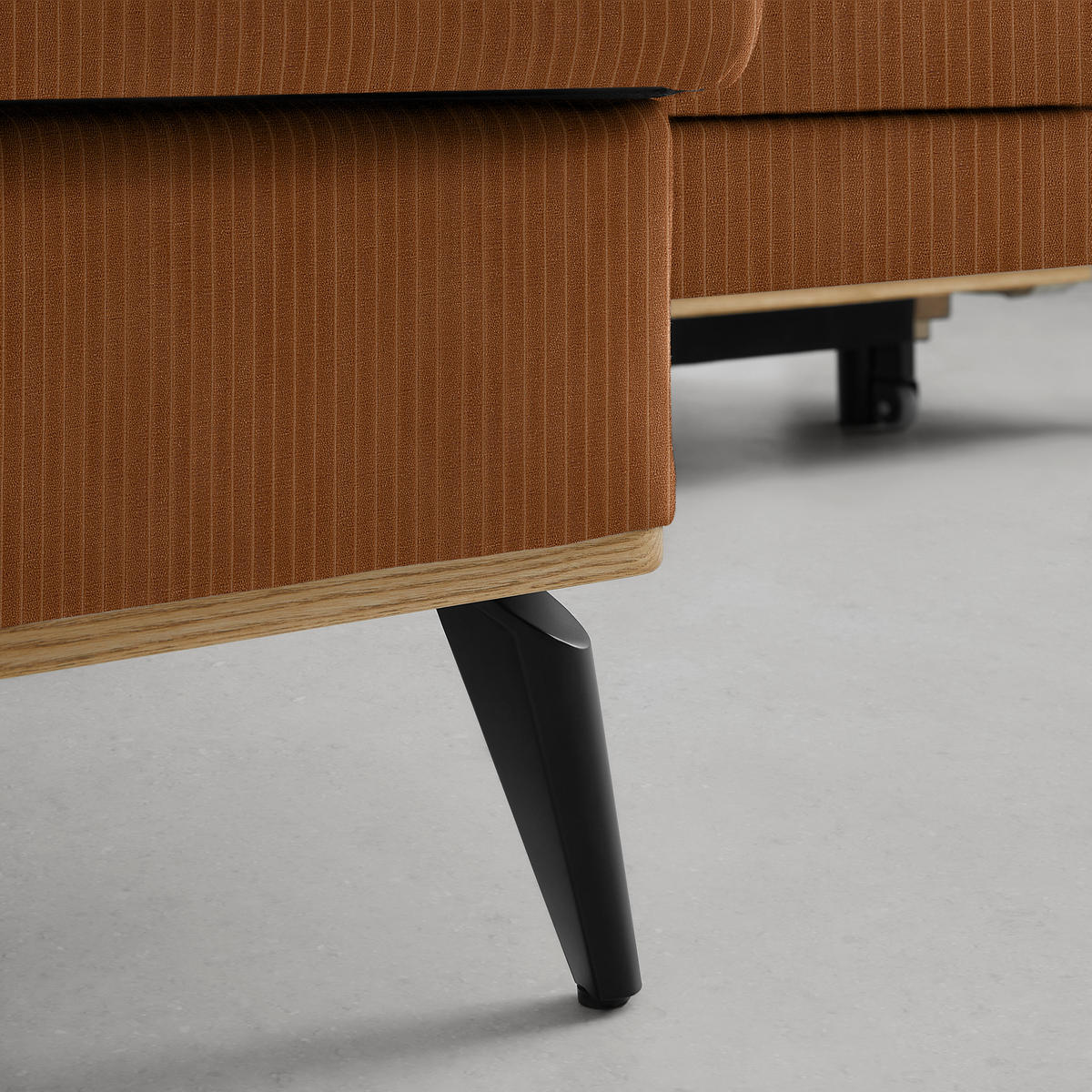 ECKSOFA Chenille, Cord Rostfarben  - Rostfarben/Schwarz, Konventionell, Holz/Textil (167/87/234cm) - MID.YOU