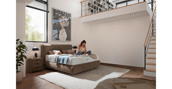 BOXSPRINGBETT 180/200 cm in Braun - Schwarz/Braun, Design, Kunststoff/Textil (180/200cm) - Johann Jakob
