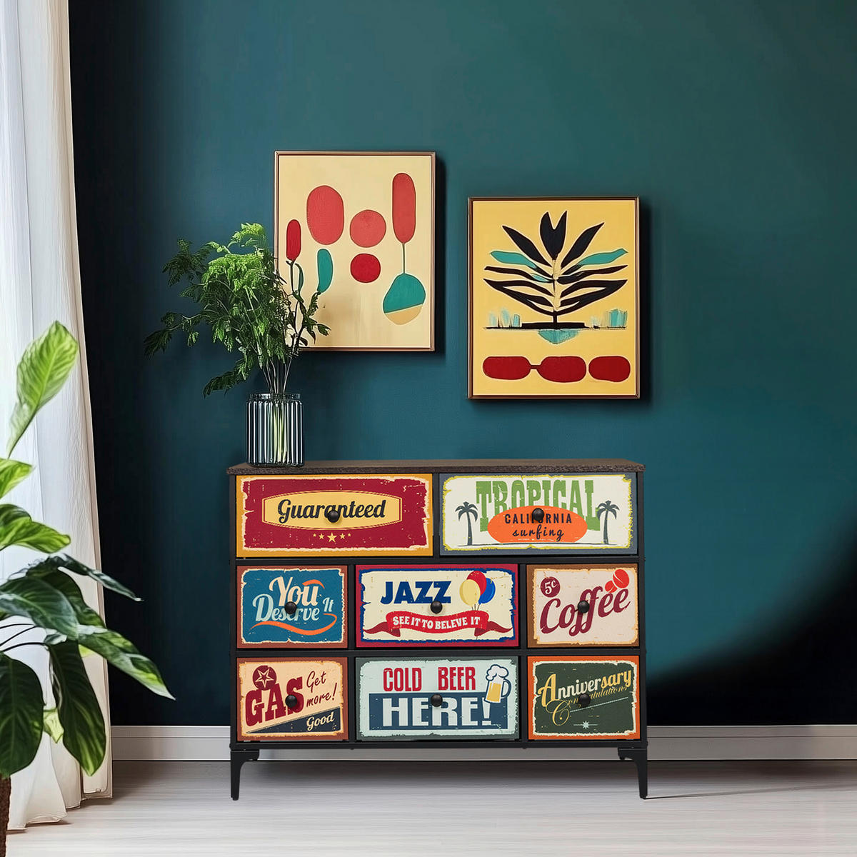 KOMMODE  in  - Multicolor/Schwarz, MODERN, Holzwerkstoff/Textil (102,5/77,5/30cm) - MID.YOU