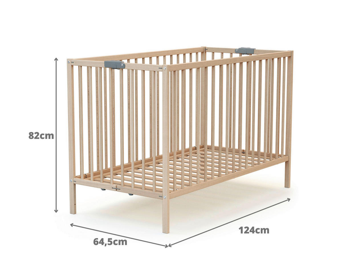 GITTERBETT Click  123,6/64,5/82 cm   - Naturfarben, Basics, Holz (123,6/64,5/82cm) - Jimmylee