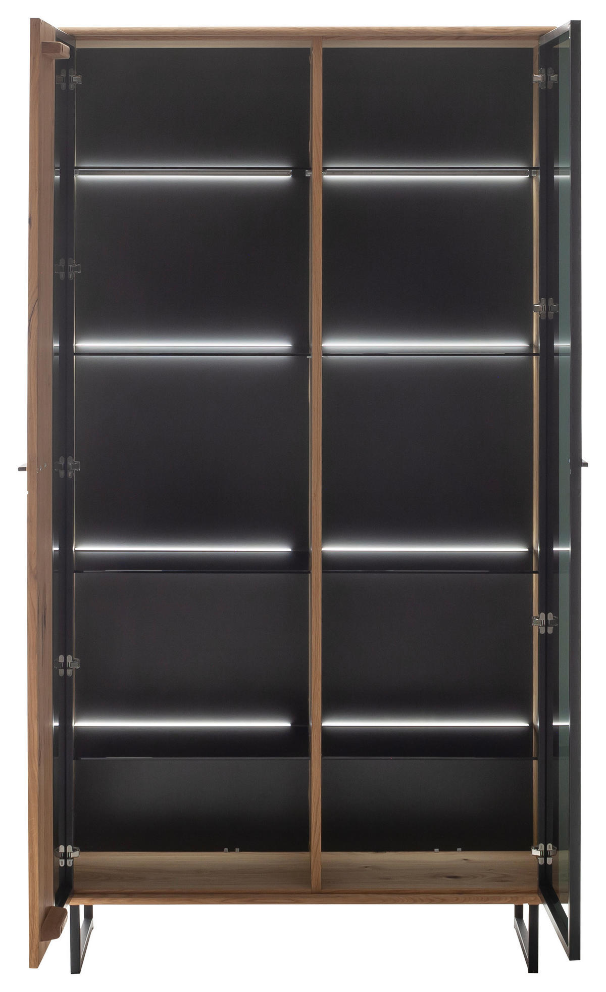 VITRINE in furniert, teilmassiv Balkeneiche Wildeiche  - Wildeiche/Anthrazit, Design, Glas/Holz (100/186/37cm) - MID.YOU