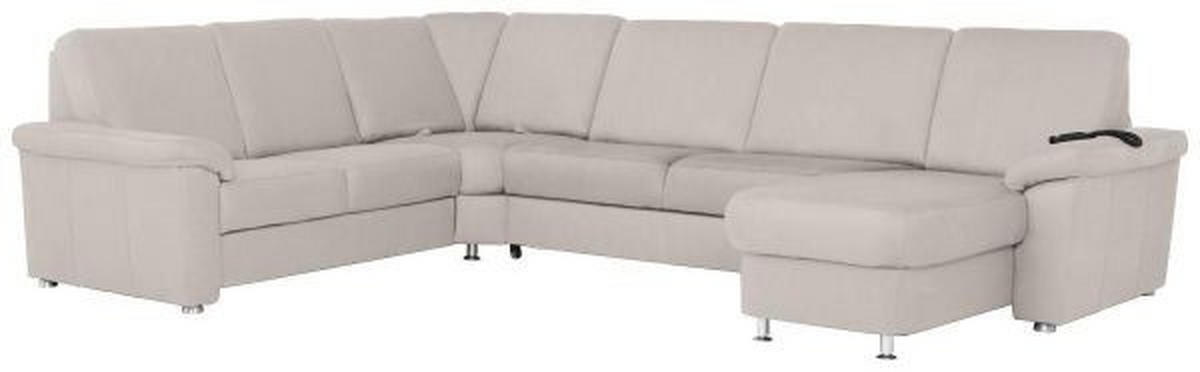 WOHNLANDSCHAFT Creme Flachgewebe  - Chromfarben/Creme, KONVENTIONELL, Textil/Metall (240/336/163cm) - Beldomo System