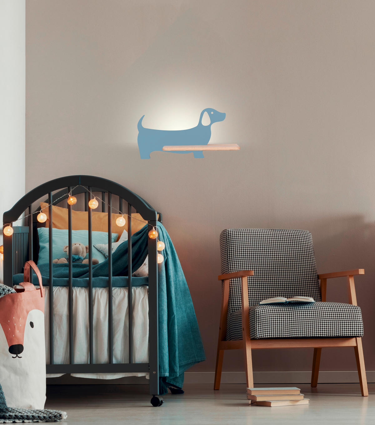 KINDERWANDLEUCHTE 36.5/12/18.5 cm   - Hellblau, KONVENTIONELL, Holz/Holzwerkstoff (36.5/12/18.5cm)