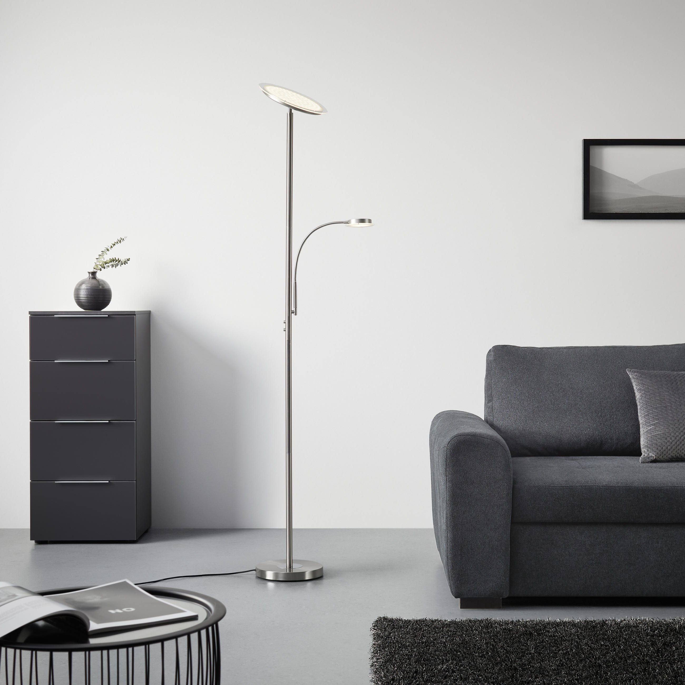 LED-Stehleuchte 30/30/181 cm    - Nickelfarben, KONVENTIONELL, Metall (30/30/181cm)