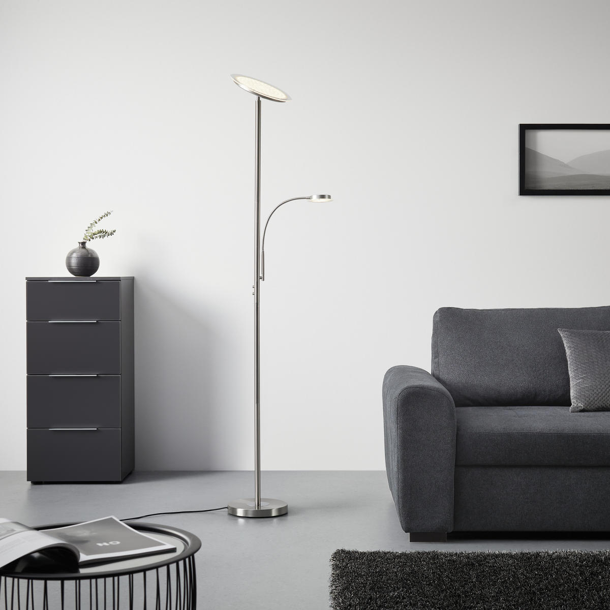 LED-Stehleuchte 30/30/181 cm    - Nickelfarben, KONVENTIONELL, Metall (30/30/181cm)