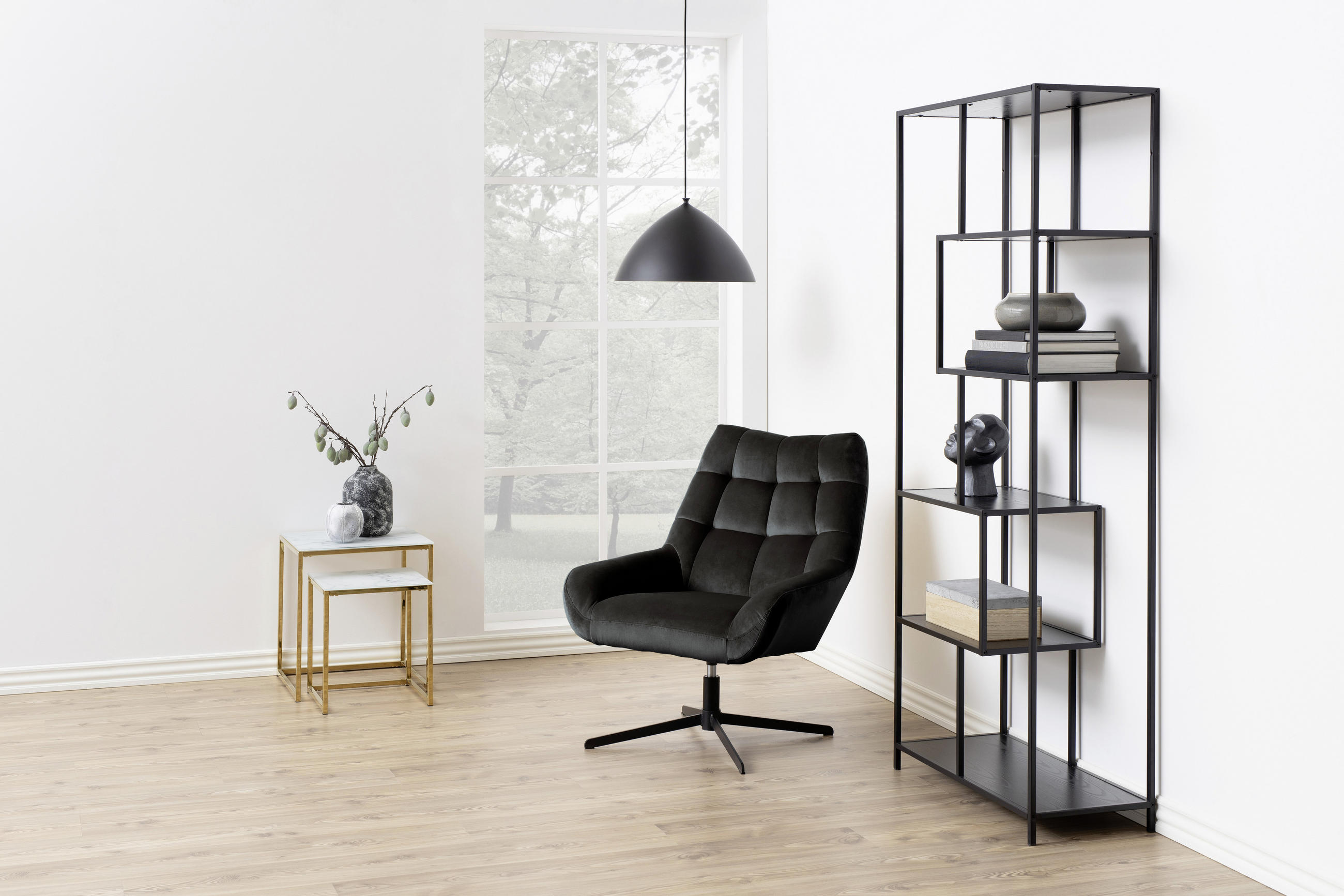 SESSEL Velours Grau    - Schwarz/Grau, KONVENTIONELL, Textil/Metall (73/88/82cm) - Livetastic
