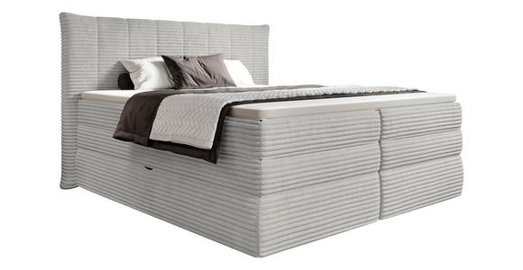 BOXSPRINGBETT 180/200 cm  in Hellgrau  - Hellgrau/Schwarz, Design, Kunststoff/Textil (180/200cm) - Esposa