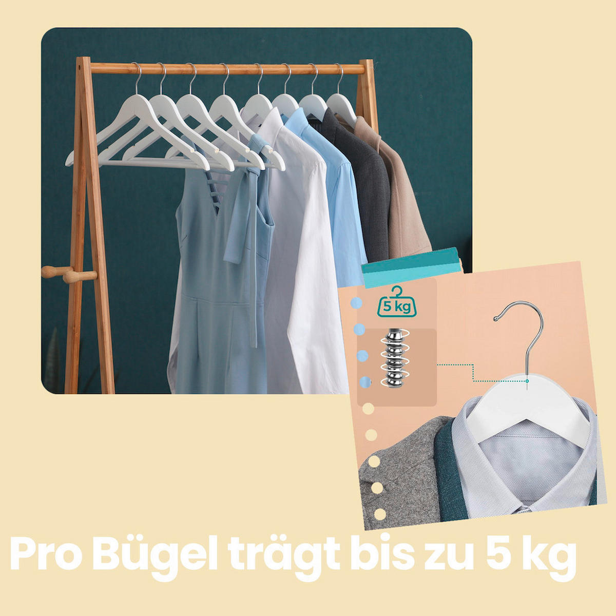 KLEIDERBÜGELSET Holz  - Weiß, Basics, Holz (44.5/23/1.2cm)