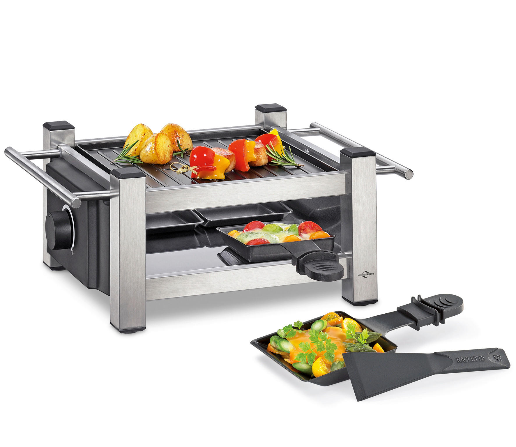 RACLETTE-GRILL TASTE4  - Silberfarben, Basics, Kunststoff/Metall (23,7/33/14cm) - KÜCHENPROFI