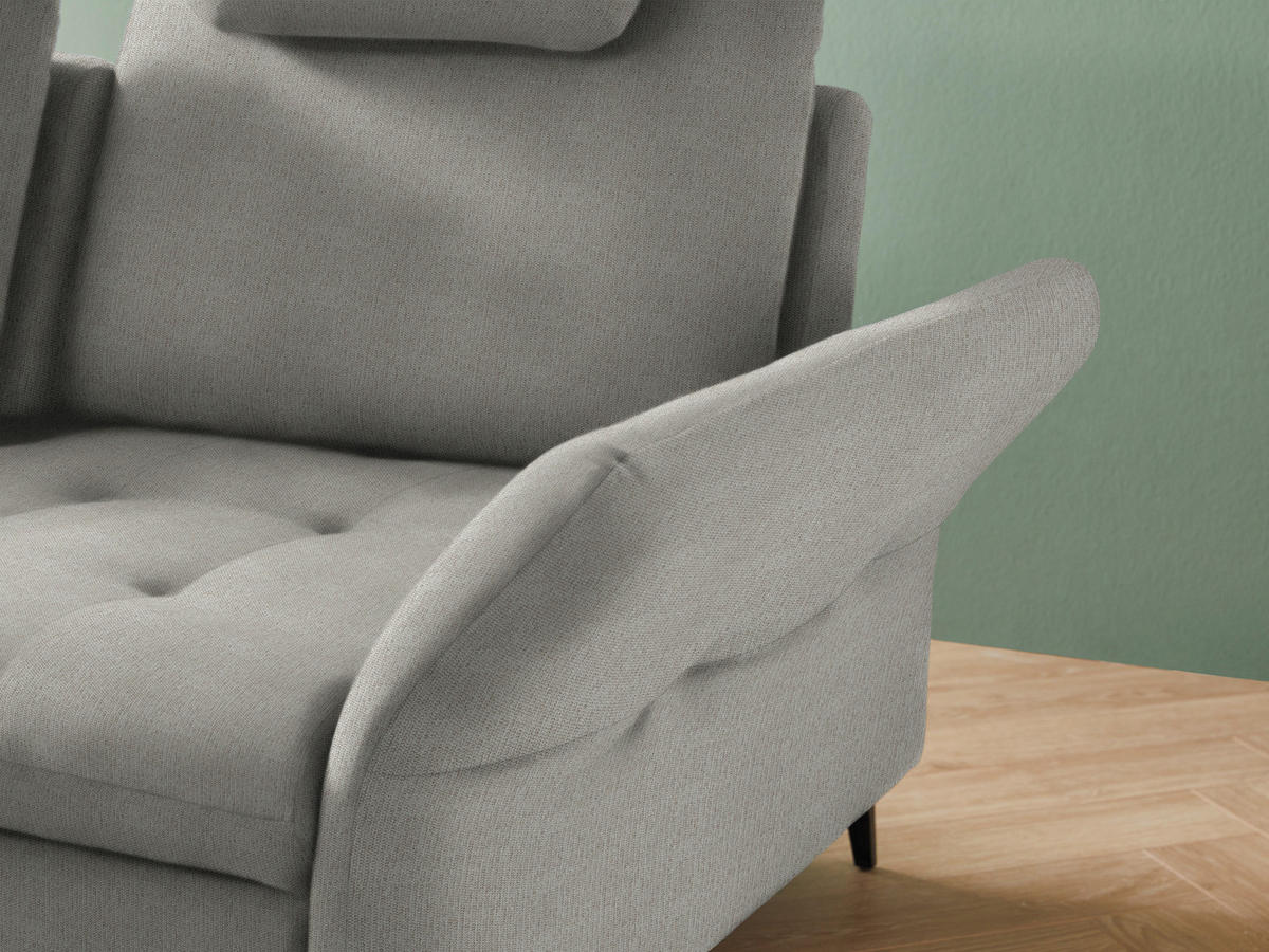 ECKSOFA in Chenille Silberfarben  - Silberfarben/Schwarz, Natur, Textil/Metall (233/288cm) - Valnatura