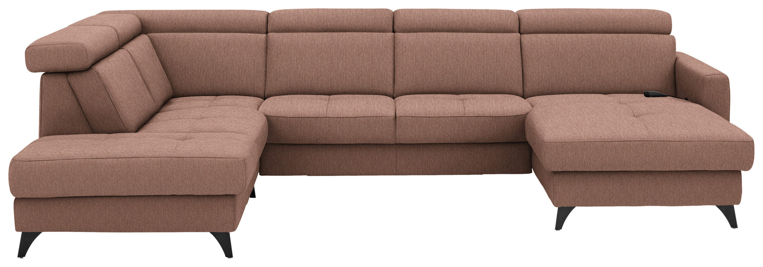 WOHNLANDSCHAFT Flachgewebe Terracotta  - Terracotta/Schwarz, Konventionell, Textil/Metall (215/333/174cm) - Beldomo System