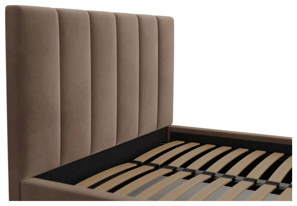 POLSTERBETT Lattenrost, Bettkasten 180/200 cm  in Taupe  - Taupe/Schwarz, Design, Holz/Kunststoff (180/200cm) - Boxxx