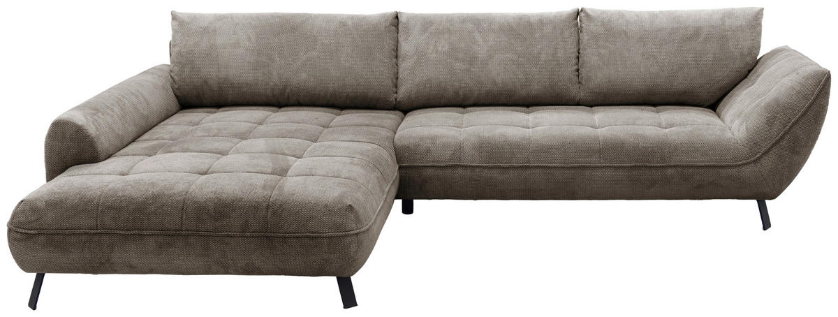 ECKSOFA in Struktur Hellbraun  205/324 cm  - Hellbraun/Beige, Design, Textil/Metall (205/324cm) - Livetastic