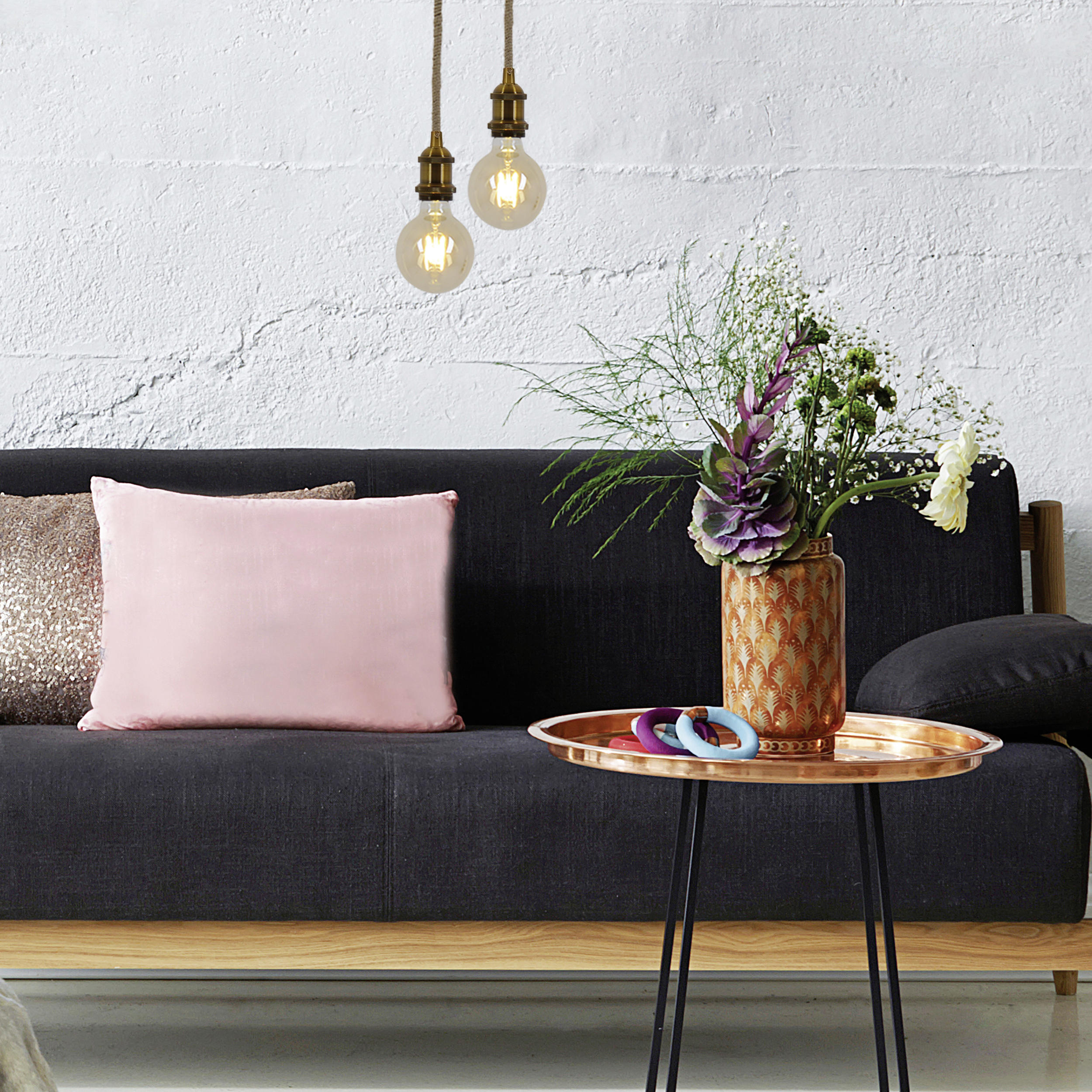 HÄNGELEUCHTE 15/90 cm  - Messingfarben/Schwarz, KONVENTIONELL, Naturmaterialien/Metall (15/90cm) - Näve