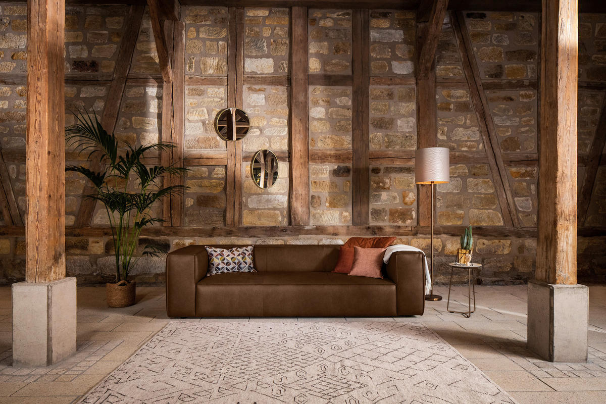 3-SITZER-SOFA Echtleder Dunkelbraun  - Dunkelbraun/Schwarz, Modern, Leder/Kunststoff (260/66/104cm) - W.Schillig