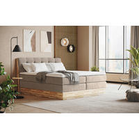 BOXSPRINGBETT 160/200 cm  in Creme  - Creme/Schwarz, Natur, Holz/Textil (160/200cm)