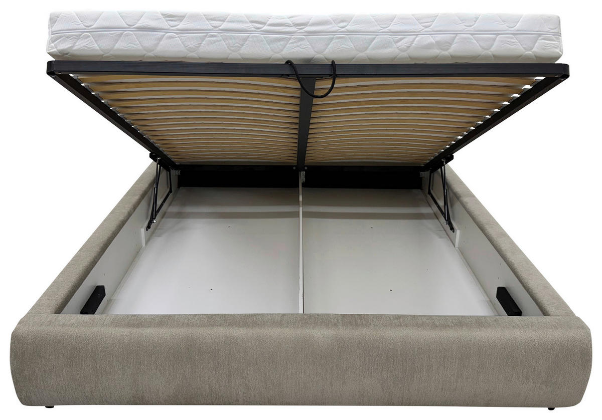 POLSTERBETT Bettkasten, Lattenrost Grau 140/200 cm  - Eichefarben/Grau, MODERN, Holz/Textil (140/200cm) - Livetastic
