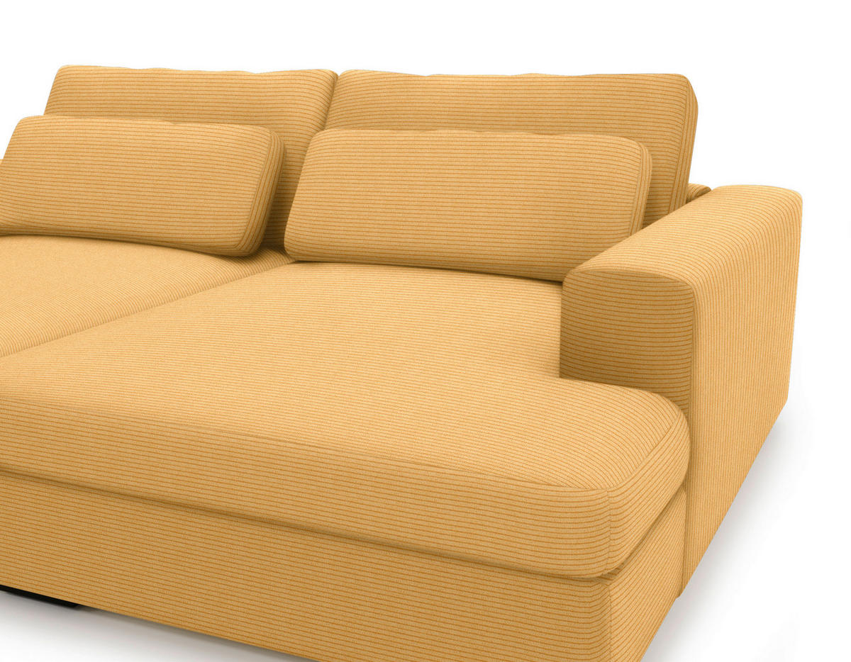 BIGSOFA in Cord Gelb  - Gelb/Schwarz, Design, Textil (223/80/158cm) - Lomoco