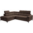 ECKSOFA in Struktur Dunkelbraun  - Dunkelbraun/Schwarz, MODERN, Textil/Metall (212/254cm) - Carryhome