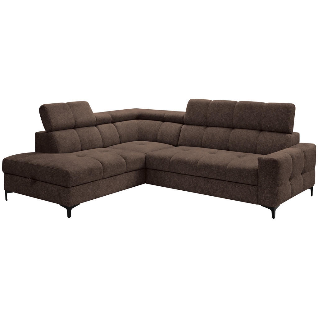 Thumbnail - Carryhome Ecksofa, Dunkelbraun, Textil, 4-Sitzer, Ottomane links, L-Form, 254x212 cm, Made in EU, Liegefunktion, seitenv...