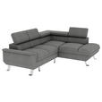 ECKSOFA Anthrazit Struktur  - Anthrazit/Silberfarben, KONVENTIONELL, Textil/Metall (268/207cm) - Carryhome