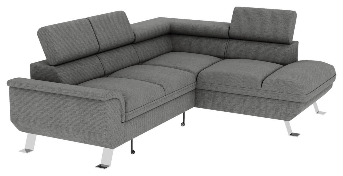 ECKSOFA in Struktur Anthrazit  - Anthrazit/Silberfarben, Konventionell, Textil/Metall (268/207cm) - MID.YOU