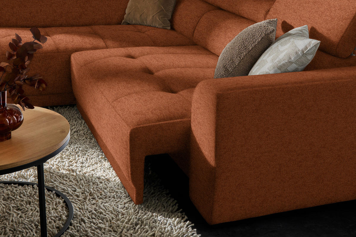 ECKSOFA in Struktur Rostfarben  - Rostfarben/Schwarz, Design, Kunststoff/Textil (205/284cm) - MID.YOU