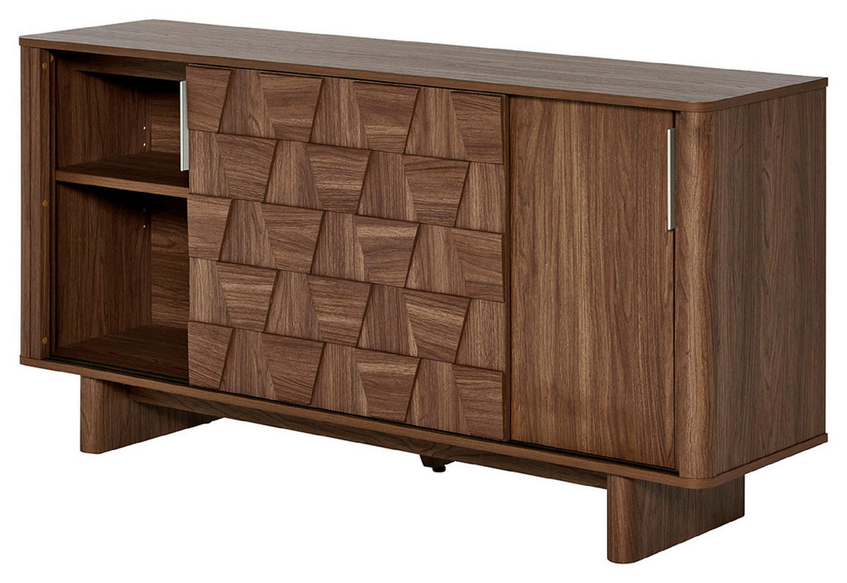 SIDEBOARD Chess  in 150/76/40 cm  - Walnussfarben/Alufarben, MODERN, Holzwerkstoff/Metall (150/76/40cm) - Livetastic