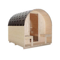 SAUNA für 4 Personen Island  - Naturfarben, KONVENTIONELL, Glas/Holz (220/200/189cm)