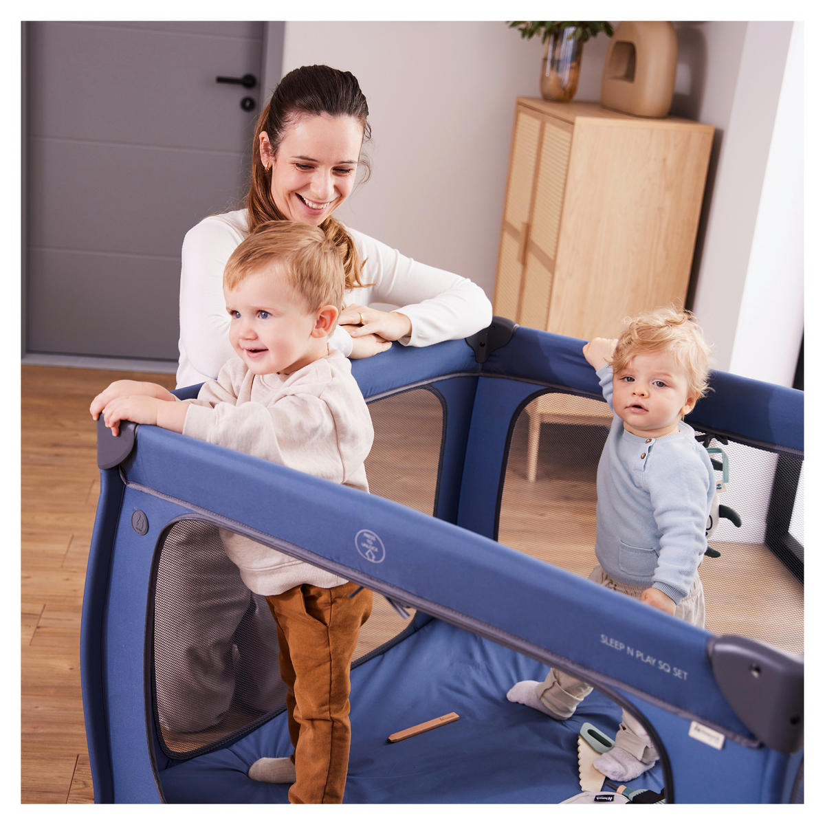 REISEBETT Sleep N Play SQ Set Blau  - Blau, Basics, Kunststoff/Textil (97/76/97cm) - Hauck