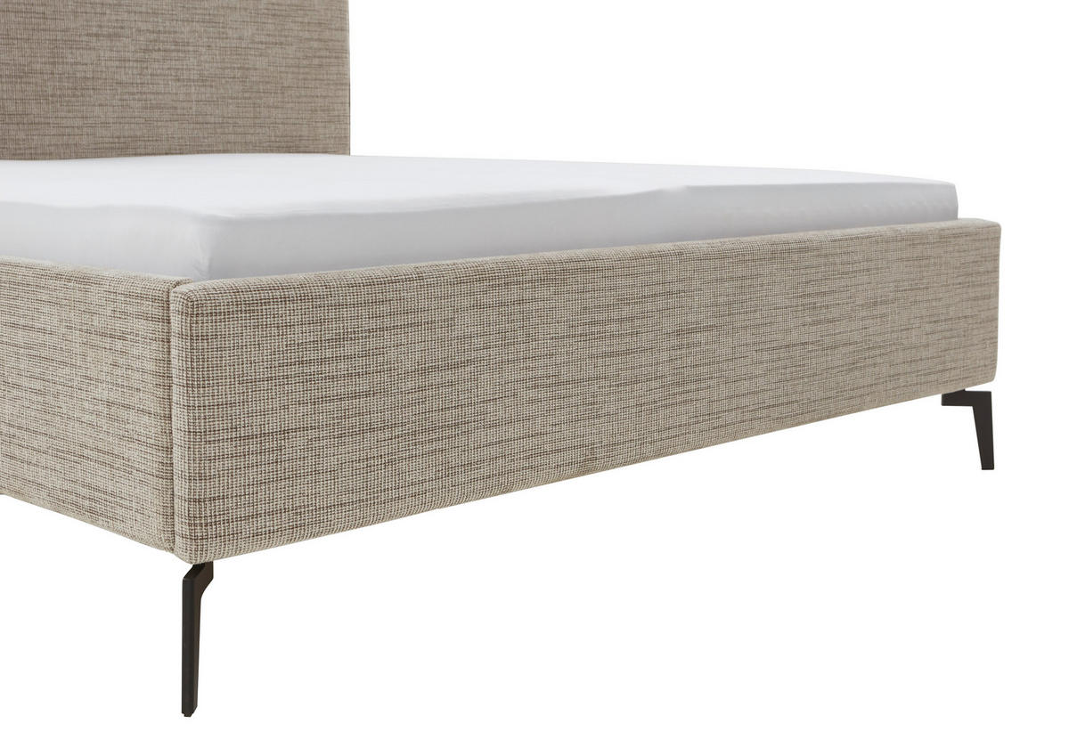 POLSTERBETT 160/200 cm  in Cappuccino  - Schwarz/Cappuccino, Design, Textil/Metall (160/200cm) - home24