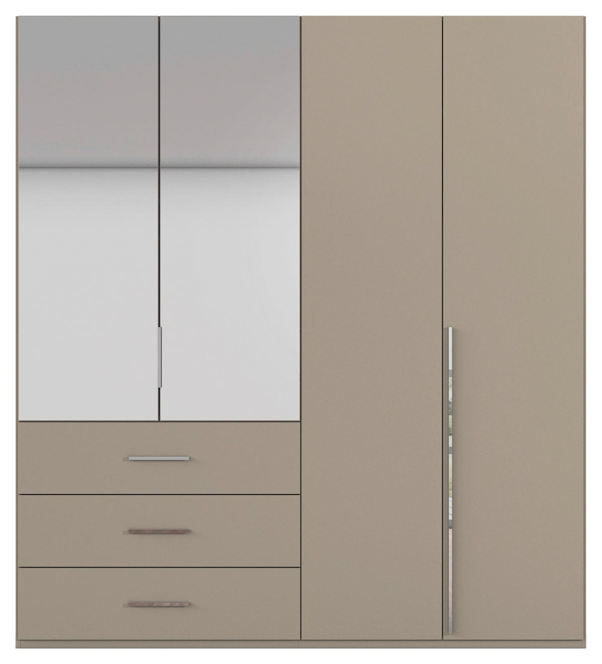 DREHTÜRENSCHRANK 201/223/60 cm,  in Fango, 4-türig  - Chromfarben/Fango, Design, Glas/Holzwerkstoff (201/223/60cm) - home24