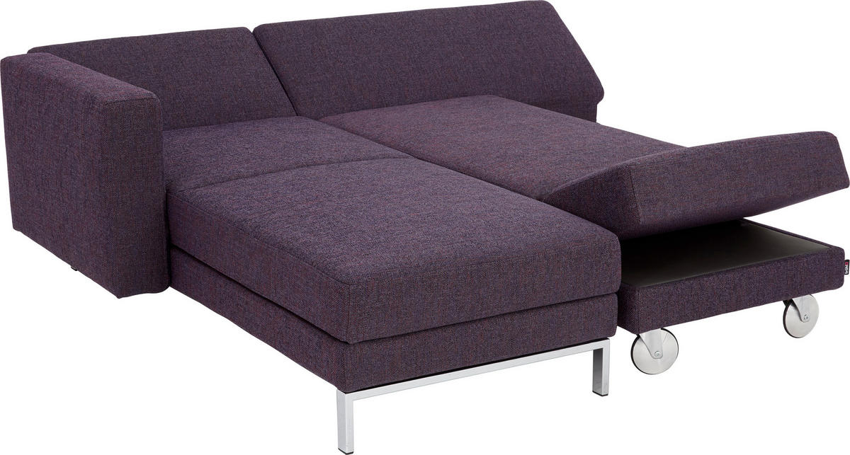 ECKSOFA in Webstoff Dunkelgrau  210/257 cm  - Chromfarben/Dunkelgrau, Design, Textil/Metall (210/257cm) - Brühl