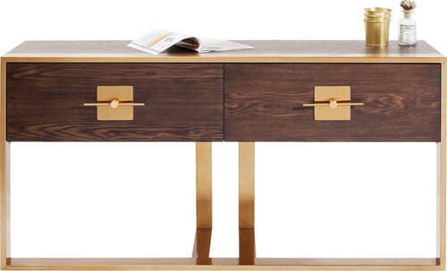 KONSOLENTISCH furniert Braun, Messingfarben  - Messingfarben/Braun, Trend, Holzwerkstoff/Metall (148,6/45/76cm) - Kare-Design