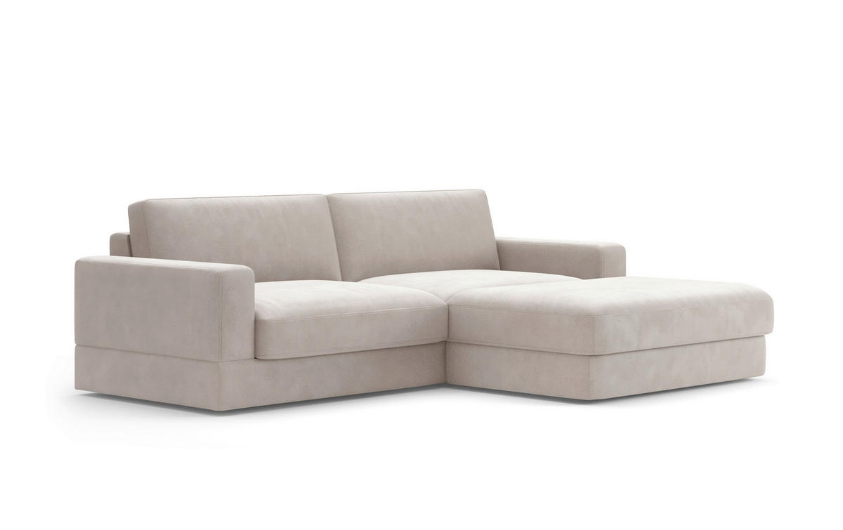 ECKSOFA FABIO E Greige Flachgewebe  - Greige/Schwarz, MODERN, Kunststoff/Textil (264/196cm) - Sit & More