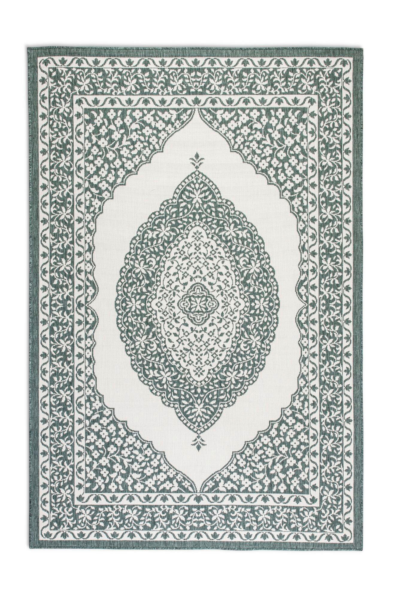 OUTDOORTEPPICH für Terrasse und Balkon 120/170 cm Gemini Grün, Weiß  - Weiß/Grün, Design, Kunststoff (120/170cm) - Hanse Home