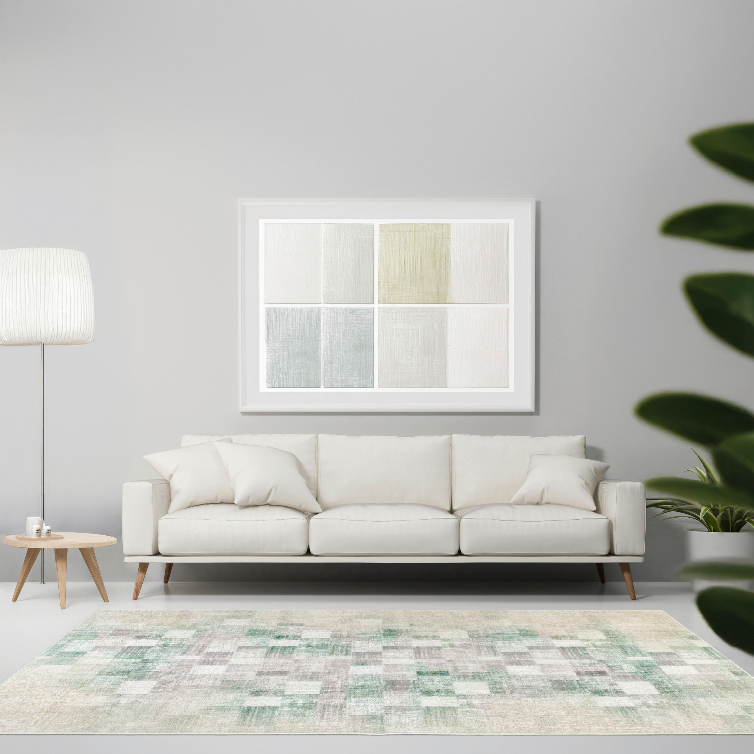 VINTAGE-TEPPICH 200/290 cm ONDEA MARTIN, waschbar Creme, Hellgrau, Mintgrün  - Creme/Hellgrau, Design, Kunststoff/Textil (200/290cm) - Lindorug