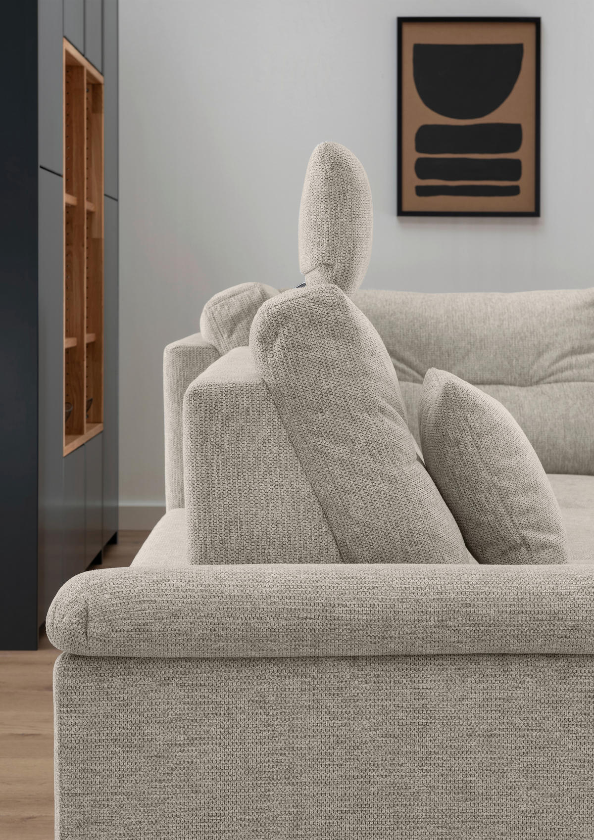 ECKSOFA in Chenille Beige  - Beige/Naturfarben, Modern, Holz/Textil (264/206cm) - Livetastic
