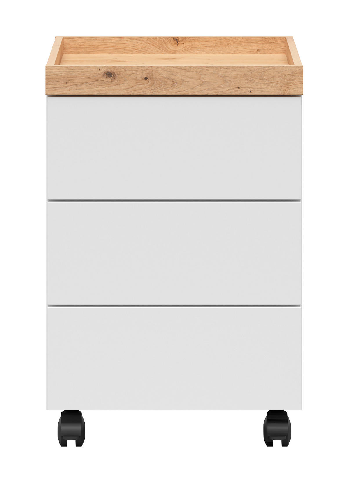ROLLCONTAINER Weiß, Eiche Artisan  - Weiß/Eiche Artisan, KONVENTIONELL, Holzwerkstoff/Kunststoff (40/61/46cm) - Novel