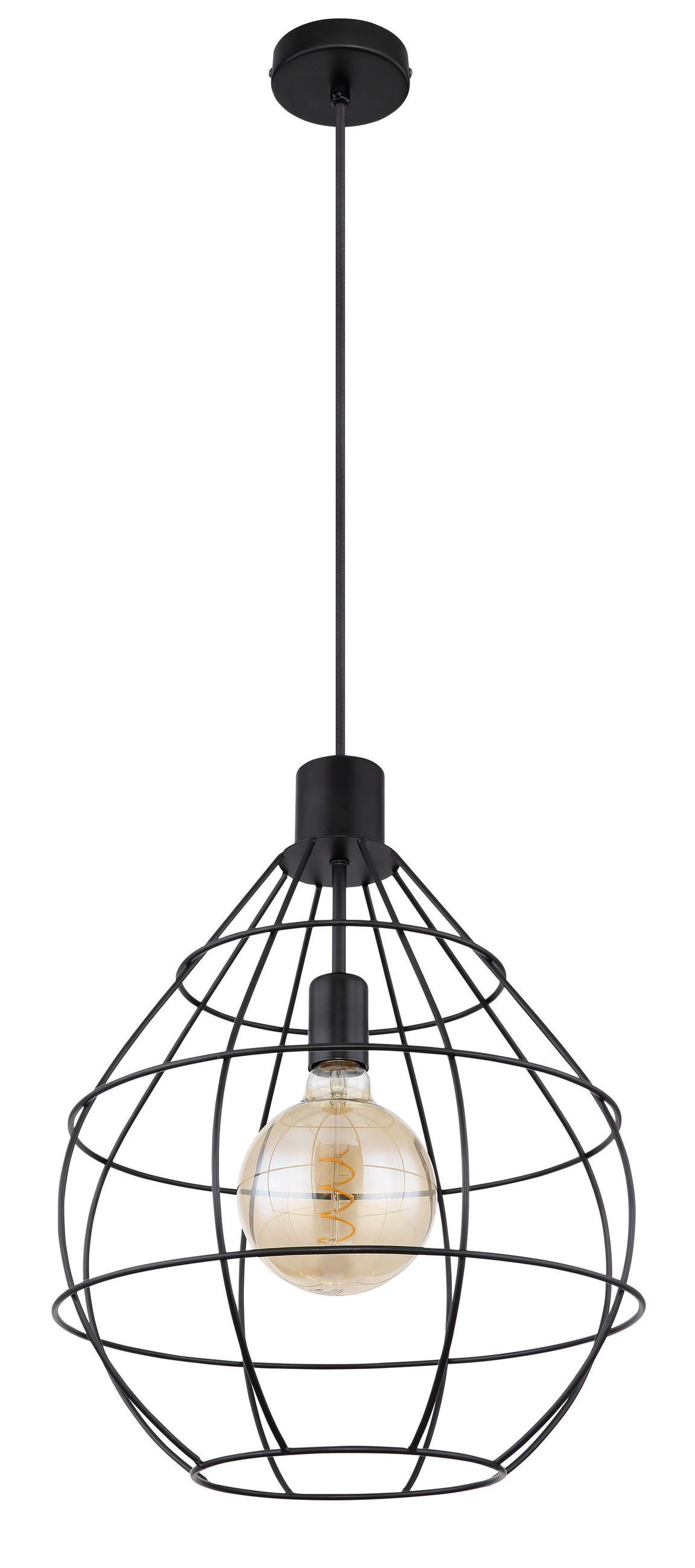 HÄNGLAMPA Edwin 37/120 cm  - svart, Trend, metall (37/120cm) - Globo
