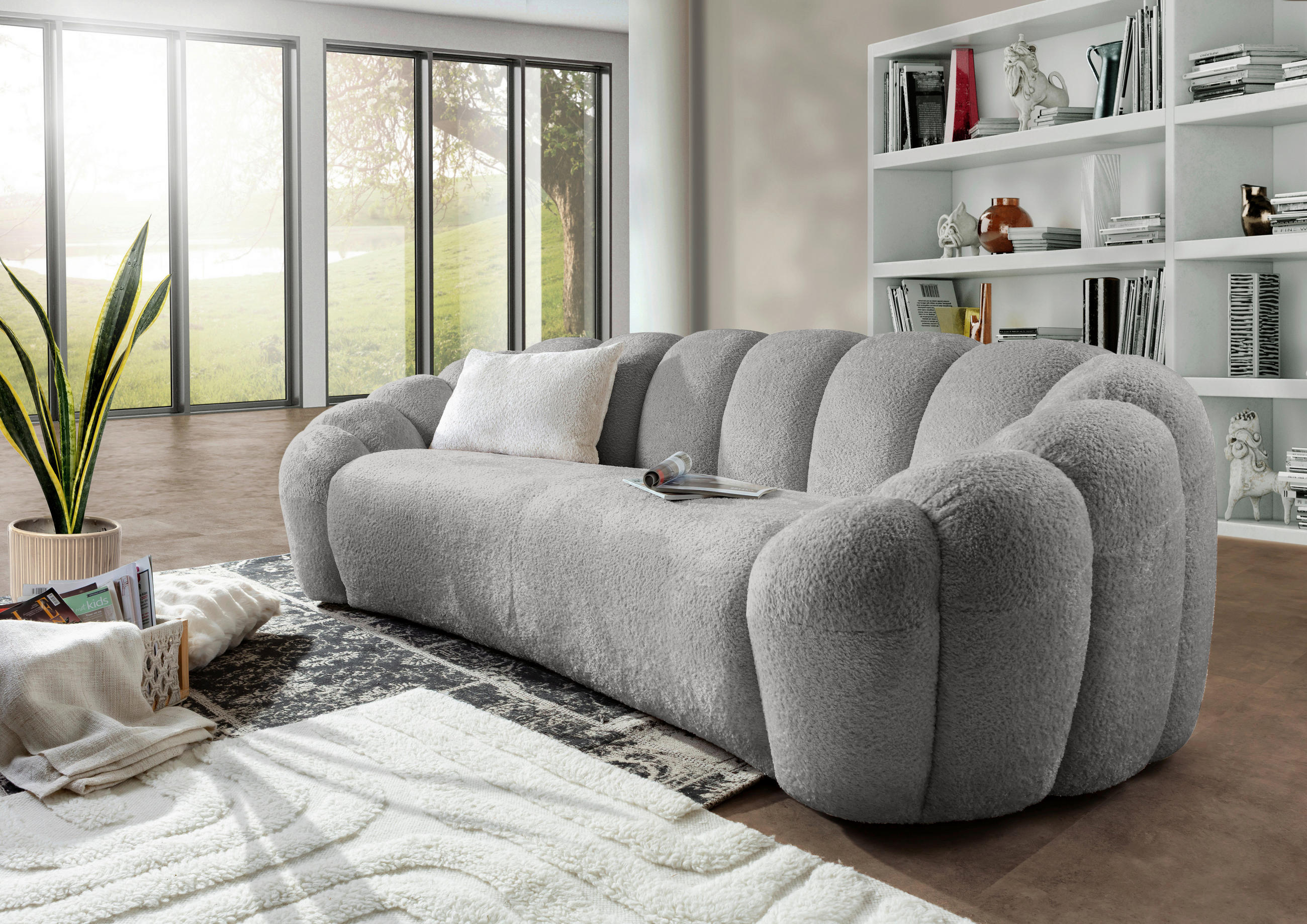 BIGSOFA in Chenille Schlammfarben  - Schlammfarben/Schwarz, KONVENTIONELL, Kunststoff/Textil (248/78/112cm) - Carryhome